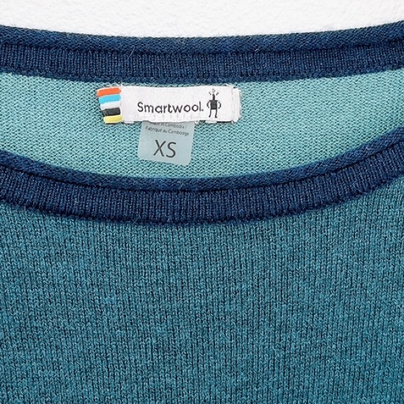 Smartwool Sweater Womens Shadow Pine Colorblock Crew Pullover Blue Green XS - Picture 10 of 11